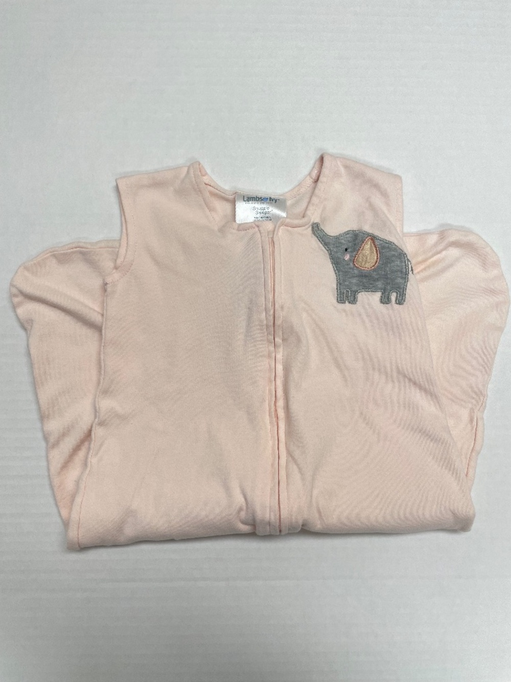 Lambs & Ivy 0-6 Months Small Girl Snuggle Sleeper Pink Grey Elephant 100% Cotton